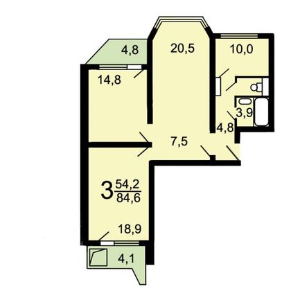 Продажа 3-комнатной квартиры 85 м², 7/17 этаж