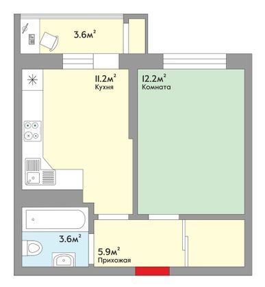 Продажа 1-комнатной квартиры 36,5 м², 5/24 этаж