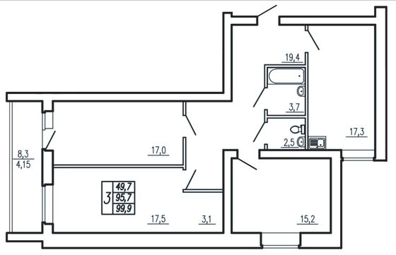 Продажа 3-комнатной квартиры 68 м², 1/10 этаж