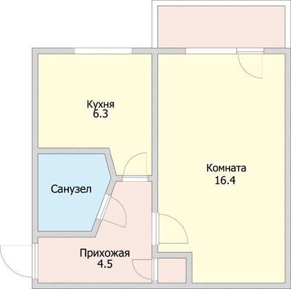 Продажа 1-комнатной квартиры 30,1 м², 3/5 этаж