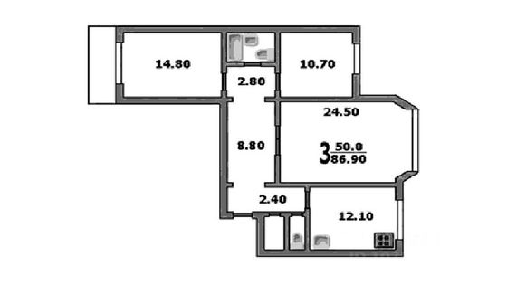 Продажа 3-комнатной квартиры 87,2 м², 4/17 этаж