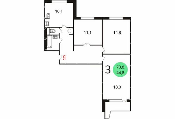 Аренда 3-комнатной квартиры 78 м², 7/14 этаж