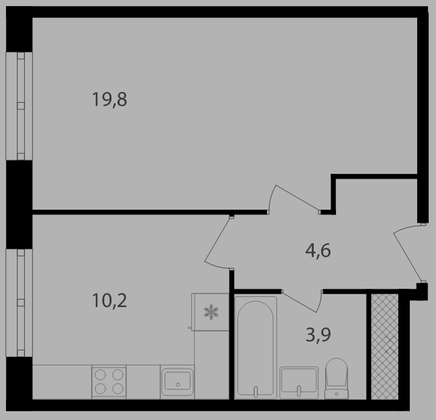 Продажа 1-комнатной квартиры 38,6 м², 15/20 этаж