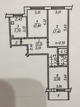 Продажа 3-комнатной квартиры 66,4 м², 2/9 этаж