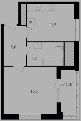 Продажа 1-комнатной квартиры 41,2 м², 15/20 этаж