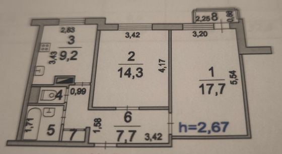 Продажа 2-комнатной квартиры 54 м², 13/17 этаж