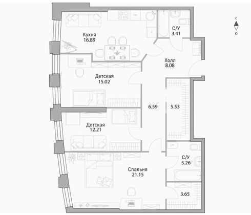 Продажа 3-комнатной квартиры 94,9 м², 11/31 этаж