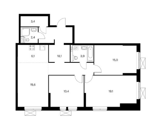 Продажа 4-комнатной квартиры 97 м², 29/30 этаж