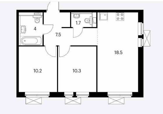 Продажа 2-комнатной квартиры 53 м², 6/22 этаж