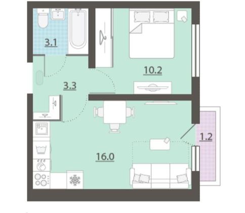 Продажа 1-комнатной квартиры 32,3 м², 13/25 этаж