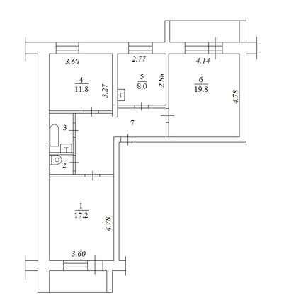 Продажа 3-комнатной квартиры 70,1 м², 1/6 этаж