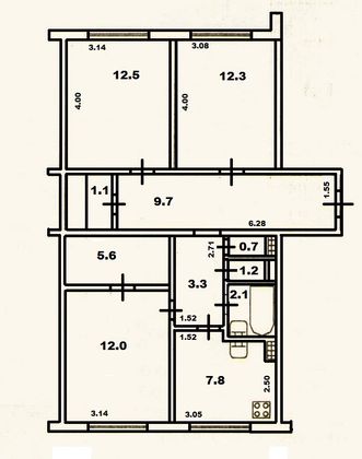Продажа 3-комнатной квартиры 69,3 м², 2/9 этаж