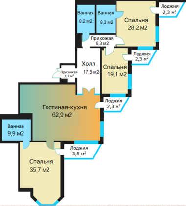 Продажа 4-комнатной квартиры 211 м², 12/20 этаж