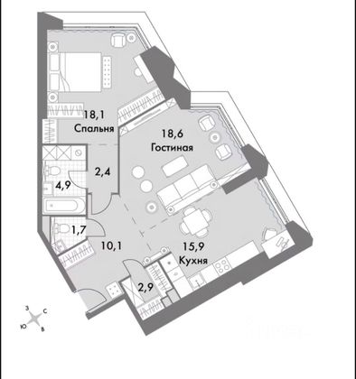 Продажа 2-комнатной квартиры 74,6 м², 41/47 этаж