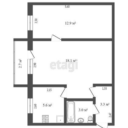 Продажа 2-комнатной квартиры 45 м², 4/4 этаж