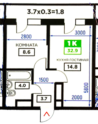Продажа 1-комнатной квартиры 33 м², 11/24 этаж