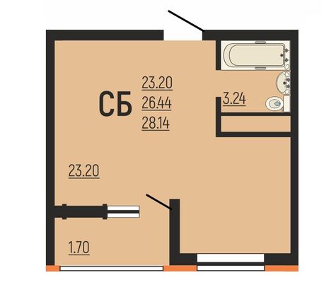 Продажа квартиры-студии 28,1 м², 15/22 этаж