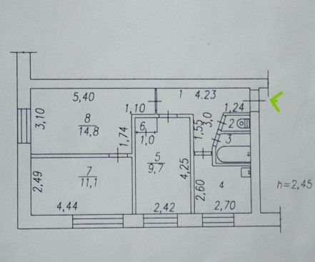 Продажа 3-комнатной квартиры 52,3 м², 1/5 этаж