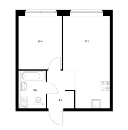 Продажа 1-комнатной квартиры 35,7 м², 5/9 этаж