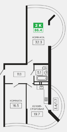 Продажа 2-комнатной квартиры 84 м², 20/20 этаж