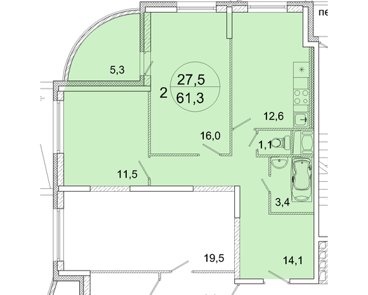 Продажа 2-комнатной квартиры 62 м², 3/18 этаж