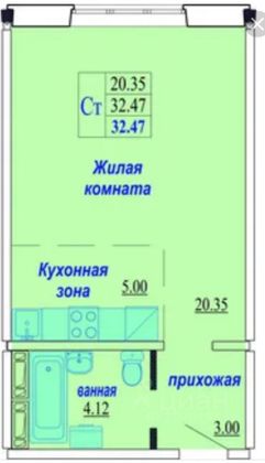 Продажа квартиры-студии 32,5 м², 5/10 этаж