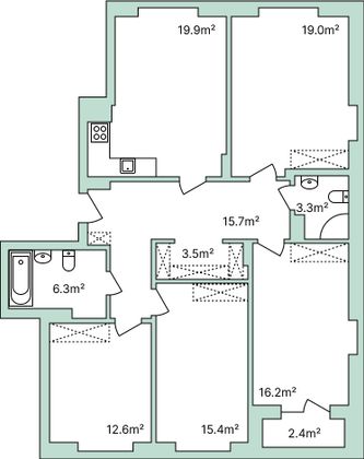 113,1 м², 4-комн. квартира, 4/5 этаж