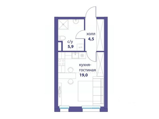 Продажа квартиры-студии 28,7 м², 6/41 этаж