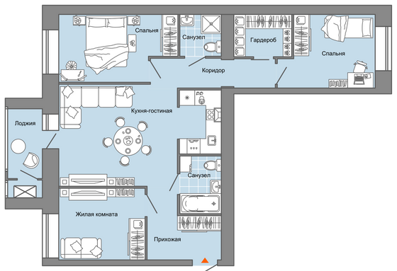 85 м², 4-комн. квартира, 1/8 этаж