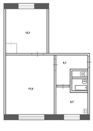 Продажа 2-комнатной квартиры 44,5 м², 1/5 этаж