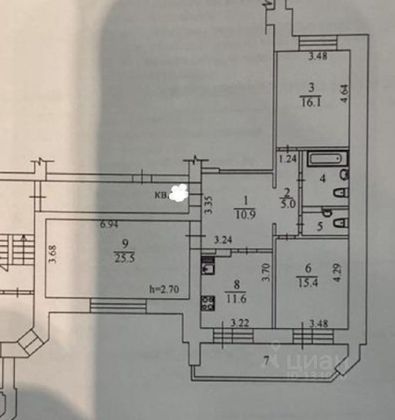 Продажа квартиры со свободной планировкой 99 м², 1/9 этаж