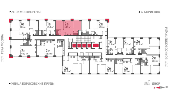 Продажа 2-комнатной квартиры 54,5 м², 21/52 этаж