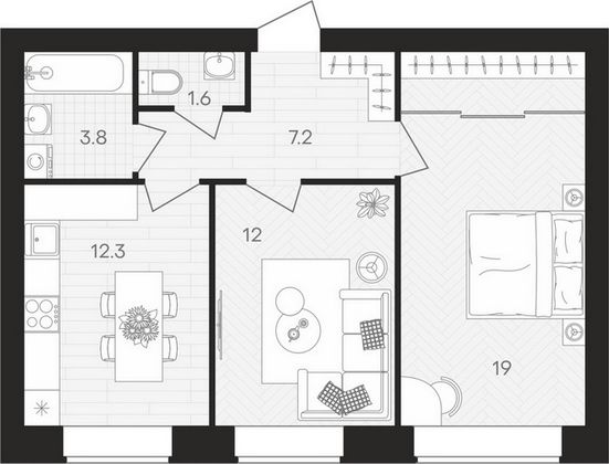 Продажа 2-комнатной квартиры 55,9 м², 2/10 этаж