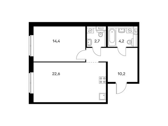 Продажа 1-комнатной квартиры 52,5 м², 1/9 этаж