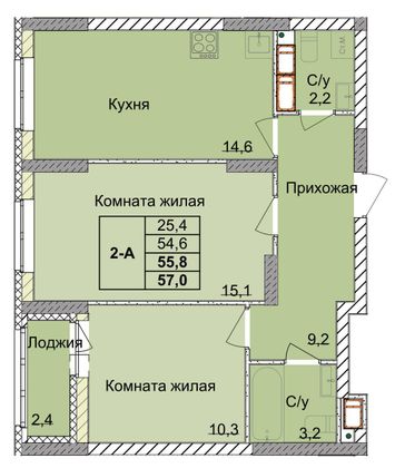 Продажа 2-комнатной квартиры 55,8 м², 8/18 этаж