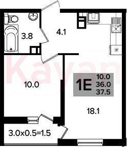 Продажа 2-комнатной квартиры 36 м², 6/16 этаж