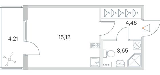 Продажа квартиры-студии 24,5 м², 1/4 этаж