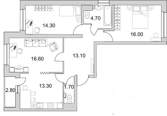 82,1 м², 3-комн. квартира, 8/26 этаж