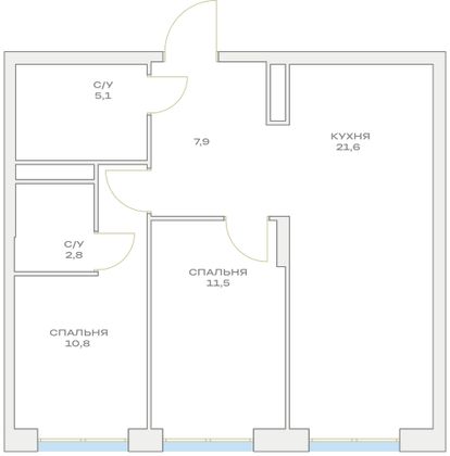 Продажа 2-комнатной квартиры 59,7 м², 9/23 этаж