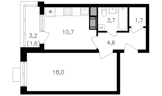 Продажа 1-комнатной квартиры 41,1 м², 11/25 этаж