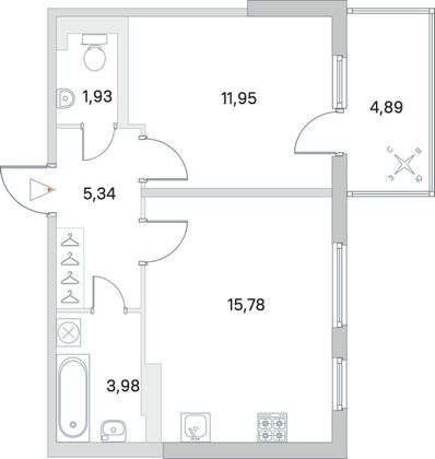 Продажа 1-комнатной квартиры 40,5 м², 5/5 этаж