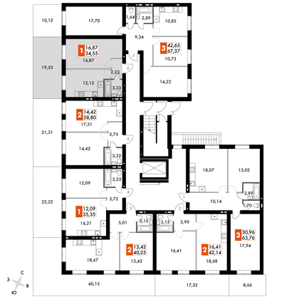 Продажа 1-комнатной квартиры 34,5 м², 1/4 этаж