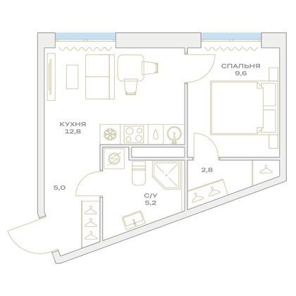 Продажа 1-комнатной квартиры 35,4 м², 11/23 этаж