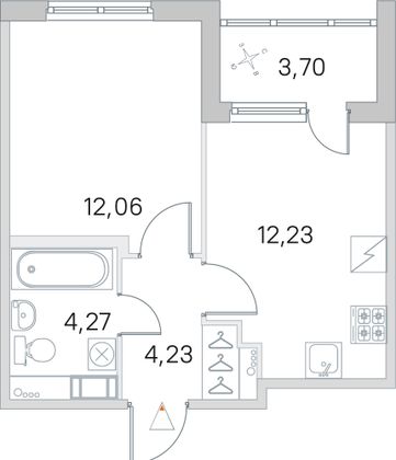 Продажа 1-комнатной квартиры 34,6 м², 4/5 этаж