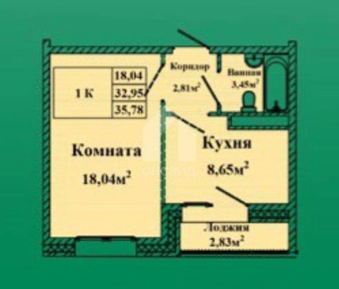 Продажа 1-комнатной квартиры 35,8 м², 4/15 этаж