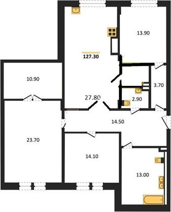 Продажа 4-комнатной квартиры 127 м², 3/3 этаж