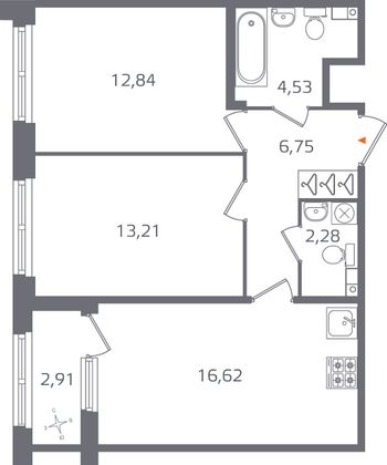 Продажа 2-комнатной квартиры 57,7 м², 3/17 этаж