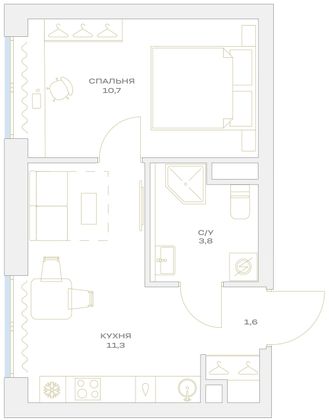 Продажа 1-комнатной квартиры 27,4 м², 5/23 этаж