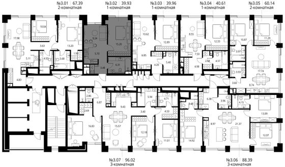 Продажа 1-комнатной квартиры 39,9 м², 3/27 этаж