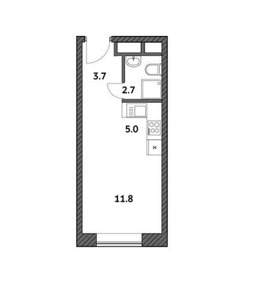 Продажа квартиры-студии 23,1 м², 18/19 этаж